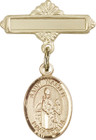 Personalized Baby Badge - Engraved Badge Pin with St. Walter of Pontoise Charm