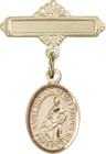 Personalized Baby Badge - Engraved Badge Pin with St. Thomas of Villanova Charm
