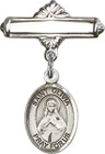 Personalized Baby Badge - Engraved Badge Pin with St. Olivia Charm