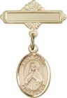Personalized Baby Badge - Engraved Badge Pin with St. Olivia Charm