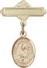 Personalized Baby Badge - Engraved Badge Pin with St. Malachy O'More Charm