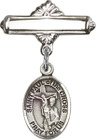 Personalized Baby Badge - Engraved Badge Pin with St. Paul of the Cross Charm