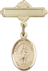 Personalized Baby Badge - Engraved Badge Pin with St. Cornelius Charm