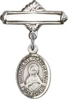 Personalized Baby Badge - Engraved Badge Pin with Immaculate Heart of Mary Charm