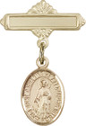 Personalized Baby Badge - Engraved Badge Pin with St. Catherine of Alexandria Charm