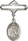 Personalized Baby Badge - Engraved Badge Pin with St. Giles Charm
