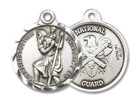 St Christopher National Guard Medal - Sterling Silver 7/8 x 3/4 Round Pendant 0192SS5 St Christopher National Guard Medal - Sterling Silver 7/8 x 3/4 Round Pendant 0192SS5