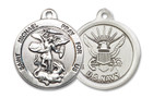 St Michael Navy Medal - Sterling Silver 7/8 x 3/4 Round Pendant 0342SS6