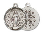 Embellished Miraculous Medal - Sterling Silver 5/8 x 1/2 Round Pendant 0601MSS Embellished Miraculous Medal - Sterling Silver 5/8 x 1/2 Round Pendant 0601MSS