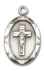 Crucifix Medal - Sterling Silver 3/4 x 3/8 Oval Pendant 0612CFSS