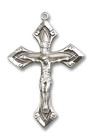 Large Embellished Crucifix Pendant - Sterling Silver 1 1/8 x 3/4 0663SS Large Embellished Crucifix Pendant - Sterling Silver 1 1/8 x 3/4 0663SS