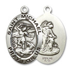 Large St Michael Medal - Sterling Silver 1 x 5/8 Oval Pendant 4027SS Large St Michael Medal - Sterling Silver 1 x 5/8 Oval Pendant 4027SS