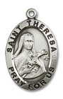 St Theresa Medal - Sterling Silver Oval Pendant 2 Sizes St Theresa Medal - Sterling Silver Oval Pendant 2 Sizes