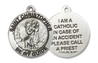 St Christopher I Am A Catholic Medal - Sterling Silver 3/4 x 3/4 Round Pendant 4049SS St Christopher I Am A Catholic Medal - Sterling Silver 3/4 x 3/4 Round Pendant 4049SS