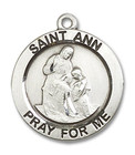 St Ann Medal - Sterling Silver 3/4 x 3/4 Round Pendant 4050SS St Ann Medal - Sterling Silver 3/4 x 3/4 Round Pendant 4050SS