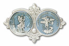 Blue St Christopher and St Michael Visor Clip - Silver Finish 1034EV