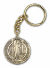 St Benedict Keychain - Gold Finish