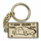 God Bless This Car Keychain - Gold Finish