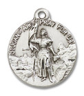 St Joan of Arc Medal - Sterling Silver 7/8 x 3/4 Round Pendant 0193SS St Joan of Arc Medal - Sterling Silver 7/8 x 3/4 Round Pendant 0193SS