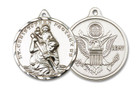 Extra Large St Christopher Army Medal - Sterling Silver 1 3/8 x 1 1/4 Round Pendant 0203SS2 Extra Large St Christopher Army Medal - Sterling Silver 1 3/8 x 1 1/4 Round Pendant 0203SS2