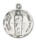 St Jude Medal - Sterling Silver 7/8 x 3/4 Round Pendant 0701JSS