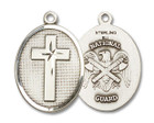 Large National Guard Cross Medal - Sterling Silver 1 1/8 x 3/4 Oval Pendant 0783SS5 Large National Guard Cross Medal - Sterling Silver 1 1/8 x 3/4 Oval Pendant 0783SS5