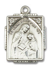 St Anne Medal - Sterling Silver 3/4 x 1/2 Rectangular Pendant 0804AESS