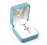 Basic Engraved Crucifix Necklace - Sterling Silver 1.1" Pendant on 18" Stainless Chain (S181018)
