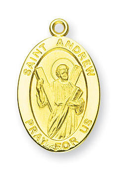 St. Andrew Medal With 14KT Jump Ring - Boxed - 14kt Gold 7/8" x 1/2 ...