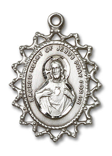 Large Filligree Scapular Medal - Sterling Silver 1" x 3/4" Pendant ...