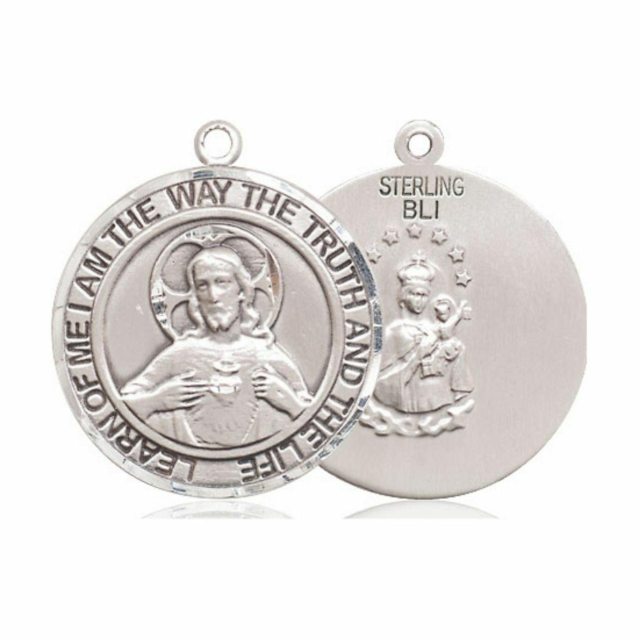 Scapular Medal - Sterling Silver Round Pendant (2 Sizes)