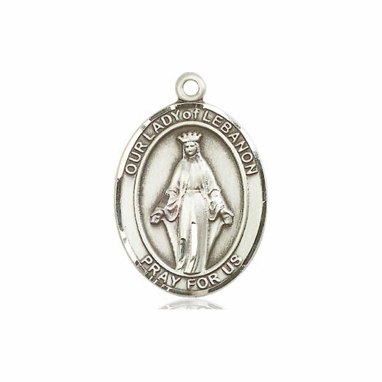 Our Lady of Lebanon Medal - Sterling Silver Oval Pendant (3 Sizes)