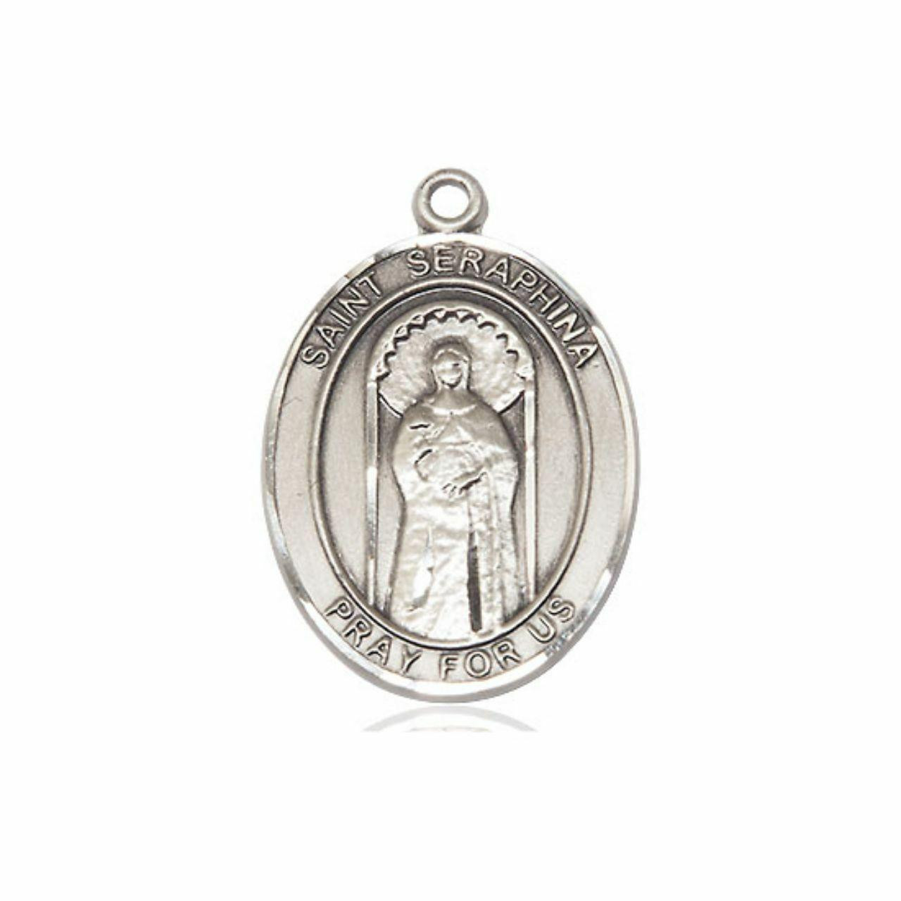 St. Seraphina Medal Sterling Silver Oval Pendant (3 Sizes)