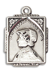 St Elizabeth Ann Seton Medal - Sterling Silver 3/4 x 1/2 Rectangular Pendant 0804EASS St Elizabeth Ann Seton Medal - Sterling Silver 3/4 x 1/2 Rectangular Pendant 0804EASS