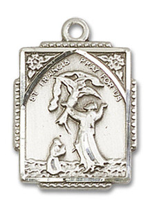 St Francis Medal - Sterling Silver 3/4 x 1/2 Rectangular Pendant 0804FCSS