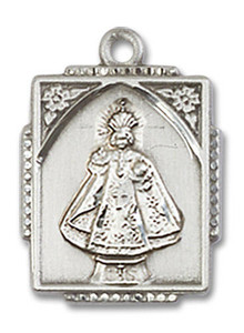 Infant of Prague Medal - Sterling Silver 3/4 x 1/2 Rectangular Pendant 0804ISS Infant of Prague Medal - Sterling Silver 3/4 x 1/2 Rectangular Pendant 0804ISS