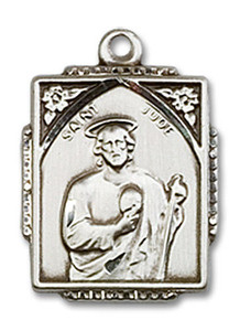 St Jude Medal - Sterling Silver 3/4 x 1/2 Rectangular Pendant 0804JSS St Jude Medal - Sterling Silver 3/4 x 1/2 Rectangular Pendant 0804JSS