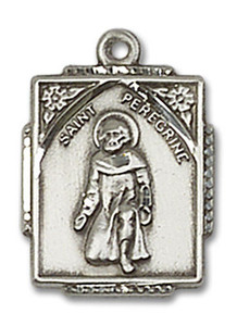 St Peregrine Medal - Sterling Silver 3/4 x 1/2 Rectangular Pendant 0804PSS St Peregrine Medal - Sterling Silver 3/4 x 1/2 Rectangular Pendant 0804PSS