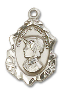 Embellished St Elizabeth Ann Seton Medal - Sterling Silver 3/4 x 1/2 Pendant 0813SS Embellished St Elizabeth Ann Seton Medal - Sterling Silver 3/4 x 1/2 Pendant 0813SS