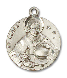 Large St Albert Medal - Sterling Silver 1 x 7/8 Round Pendant 0832SS
