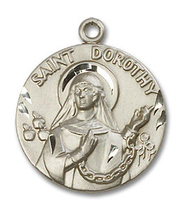 Large St Dorothy Medal - Sterling Silver 1 x 7/8 Round Pendant 0838SS Large St Dorothy Medal - Sterling Silver 1 x 7/8 Round Pendant 0838SS