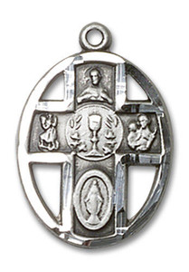 Cut Out Chalice 5-Way Medal - Sterling Silver Pendant 2 Sizes Cut Out Chalice 5-Way Medal - Sterling Silver Pendant 2 Sizes
