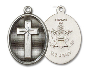 Army Cross Medal - Sterling Silver 3/4 x 1/2 Oval Pendant 0883SS2 Army Cross Medal - Sterling Silver 3/4 x 1/2 Oval Pendant 0883SS2
