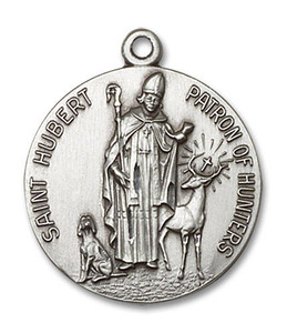 Large St Hubert Patron of Hunters Medal - Sterling Silver 1 x 7/8 Round Pendant 0893SS Large St Hubert Patron of Hunters Medal - Sterling Silver 1 x 7/8 Round Pendant 0893SS