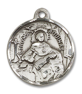 St Thomas Aquinas Medal - Sterling Silver 7/8 x 3/4 Round Pendant 0956SS St Thomas Aquinas Medal - Sterling Silver 7/8 x 3/4 Round Pendant 0956SS