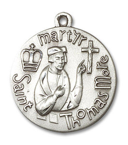 St Thomas More Martyr Medal - Sterling Silver Round Pendant 2 Sizes St Thomas More Martyr Medal - Sterling Silver Round Pendant 2 Sizes