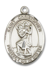 St Christopher Medal - Sterling Silver Oval Pendant 2 Sizes St Christopher Medal - Sterling Silver Oval Pendant 2 Sizes