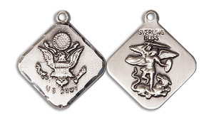 St Michael Army Medal - Sterling Silver 3/4 x 5/8 Diamond Shaped Pendant 1180SS2 St Michael Army Medal - Sterling Silver 3/4 x 5/8 Diamond Shaped Pendant 1180SS2