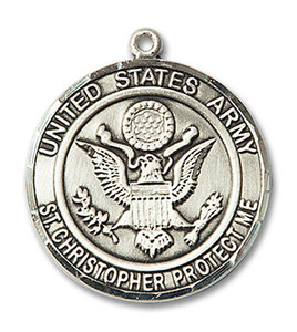 St Christopher Army Medal - Sterling Silver Round Pendant 2 Sizes St Christopher Army Medal - Sterling Silver Round Pendant 2 Sizes