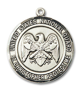 St Christopher National Guard Medal - Sterling Silver Round Pendant 2 Sizes St Christopher National Guard Medal - Sterling Silver Round Pendant 2 Sizes